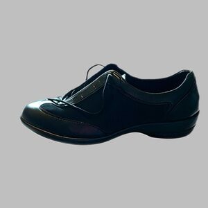 CLARKS Comfort WIDE Low Profile Black Leather Casual Shoes 8W Oxford Lace up